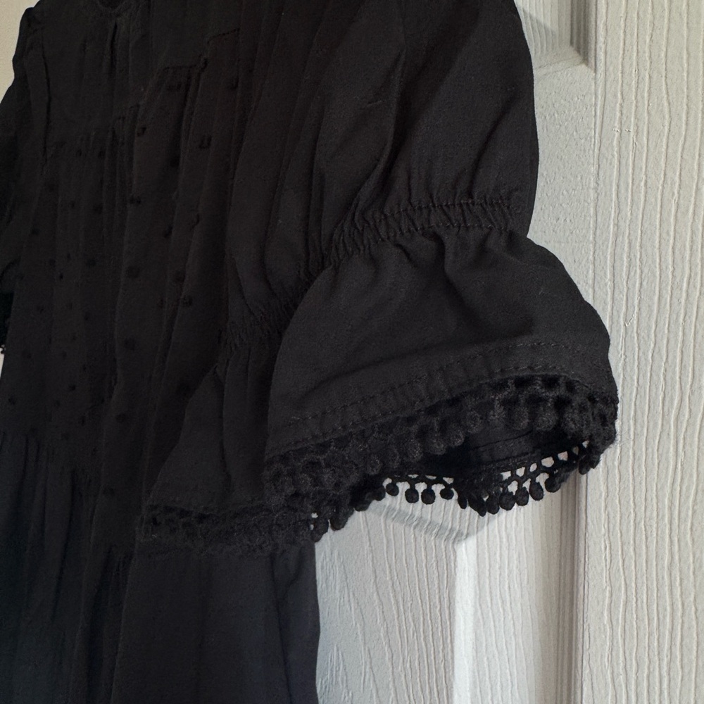Who What Wear Black Dress with Pom Pom Trim